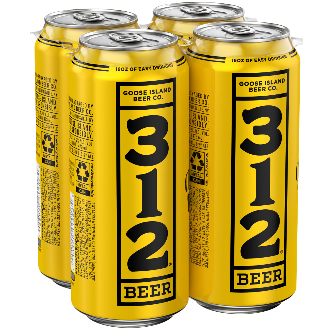 Goose Island 312 Urban Wheat Ale Craft Beer, 4 Pack Beer, 16 FL OZ Cans, 4.2% ABV