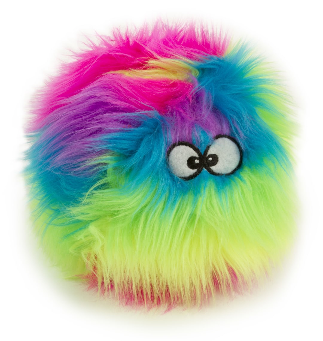 goDog Furballz Squeaky Plush Dog Toy With Chew Guard Technology, Rainbow, Small
