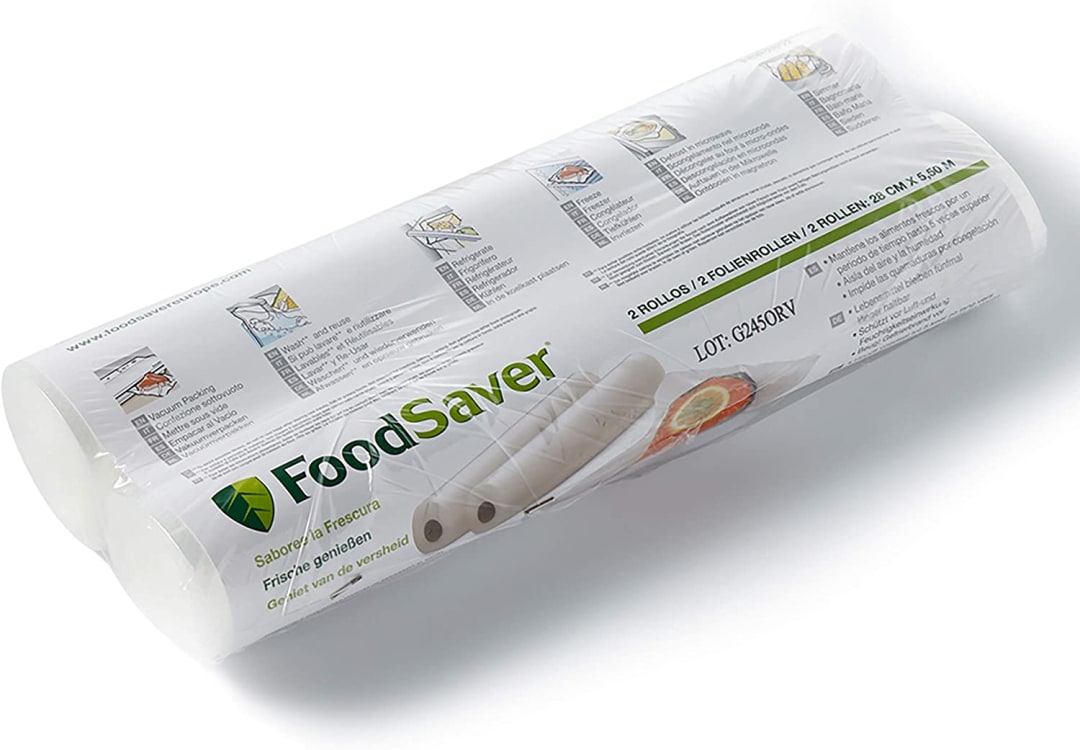 FoodSaver bolsas de envasado al vacío reutilizables | Para dispositivos de envasado al vacío de alimentos FoodSaver | Sin BPA | 2 rollos de bolsas de envasado al vacío (28 cm × 5,5 m) | (FSR2802)