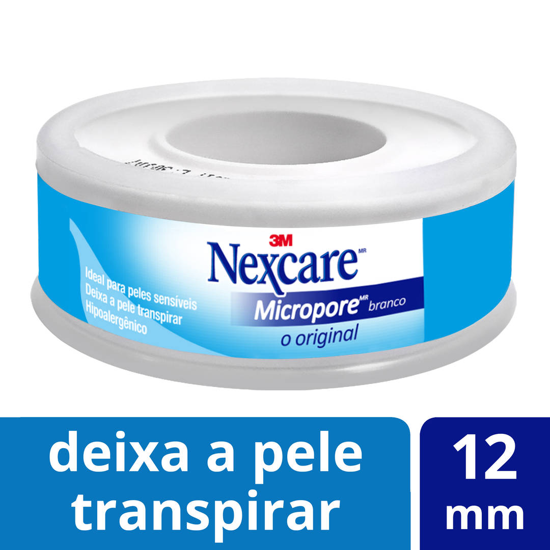 Fita Micropore™ Nexcare™, Branca , 12 mm x 4,5 m