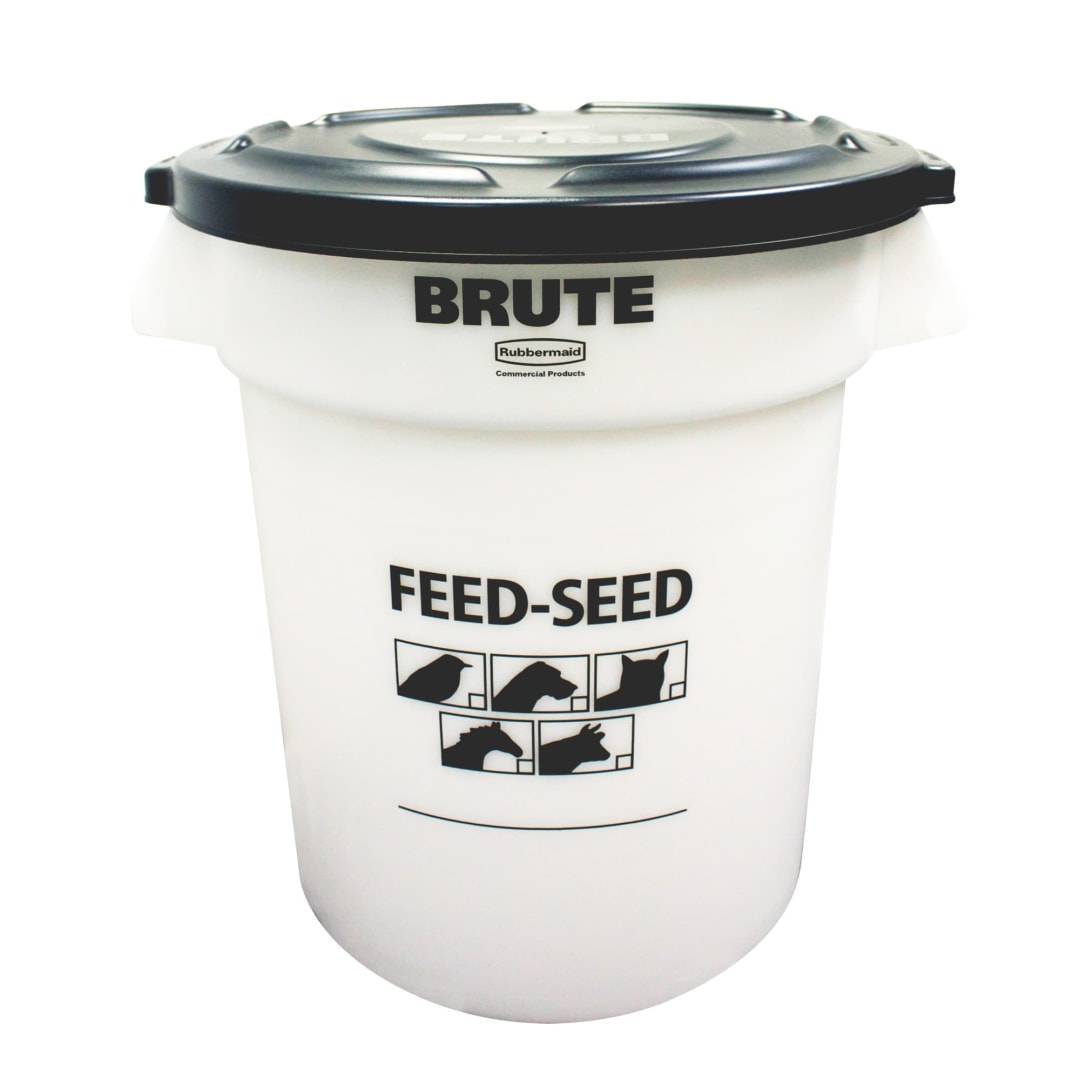 BRUTE Container with Lid 20 GAL Feed/Seed White