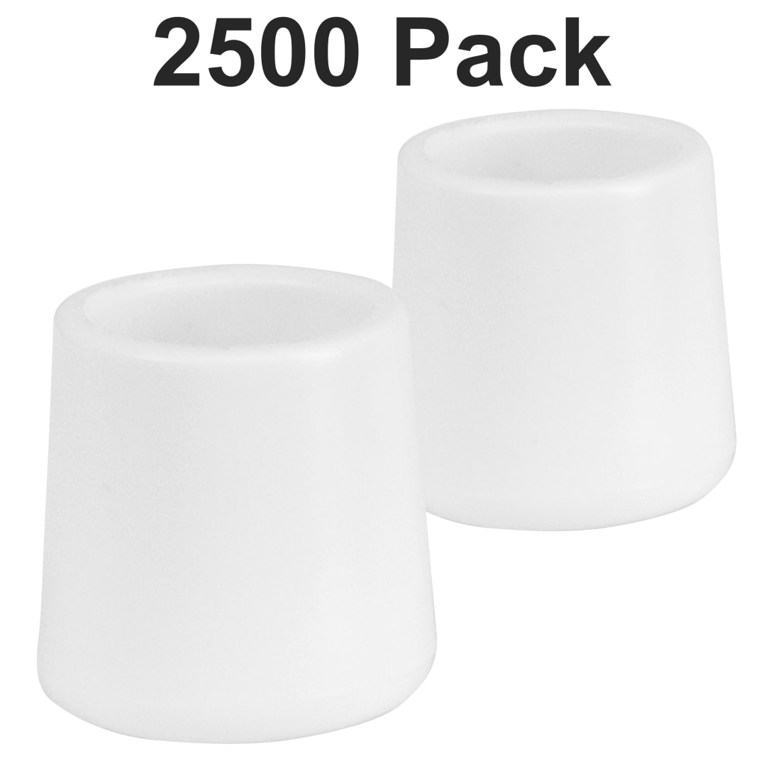 Hercules 2500 Pack White Replacement Foot Cap for Plastic Folding Chairs