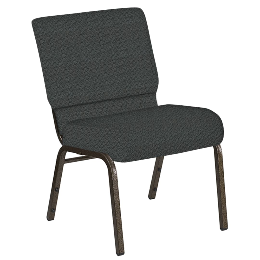 Embroidered 21''W Church Chair in Fiji Ash Fabric - Gold Vein Frame