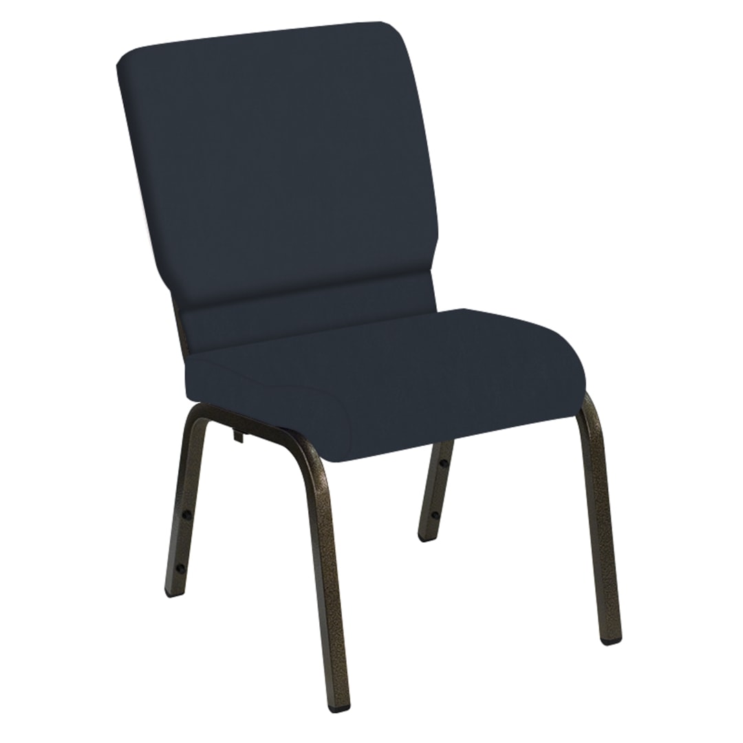 HERCULES Series 18.5''W Church Chair in E-Z Wallaby Imperial Blue Vinyl - Gold Vein Frame