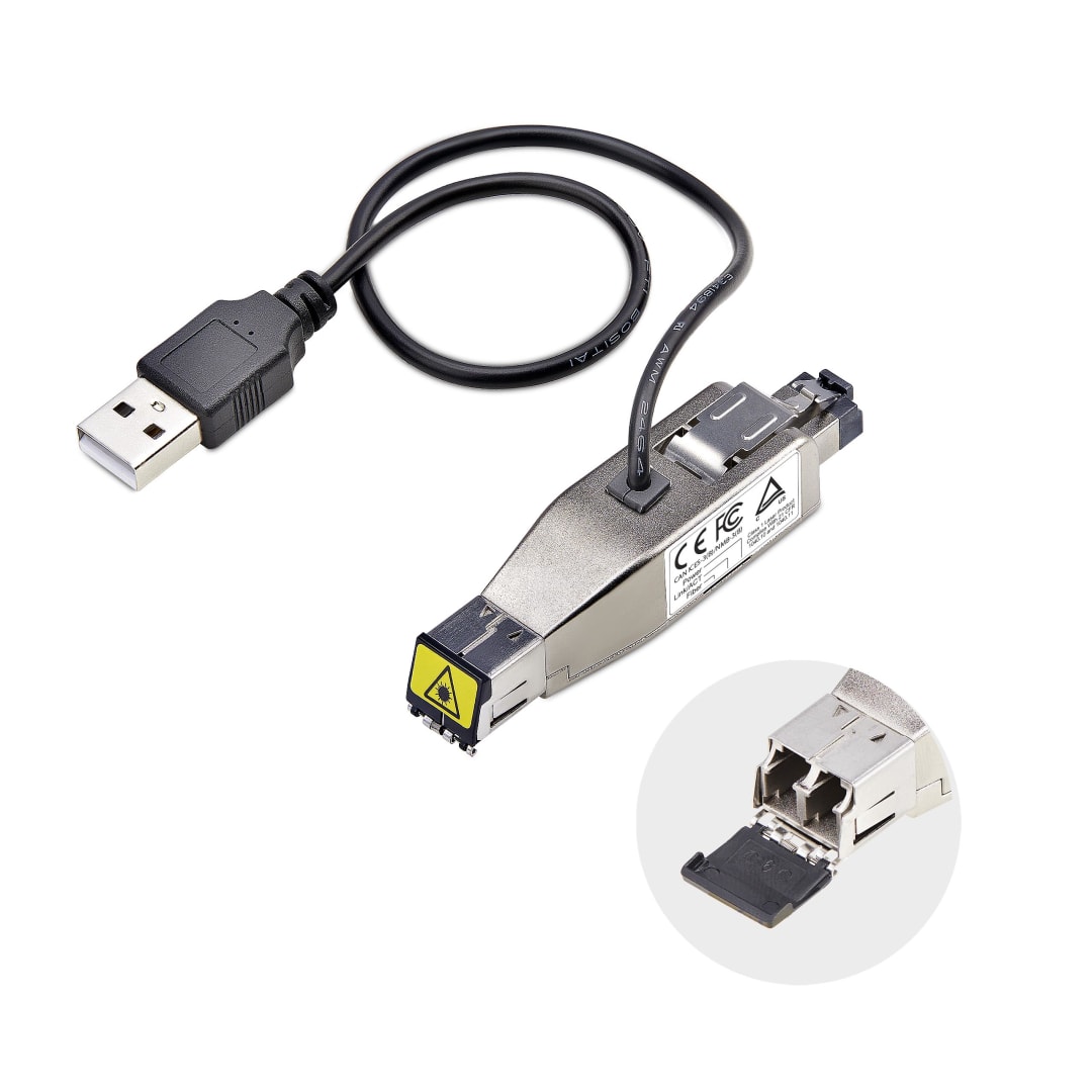 Gigabit Ethernet Fiber Converter Dongle MM LC 550m USB Power