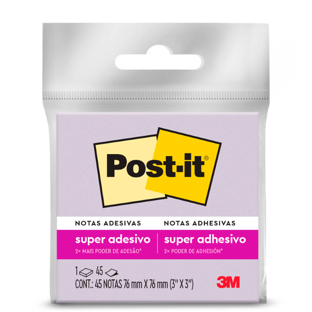 Bloco de Notas Super Adesivas Post-it®, Lilás, 7.6 cm x 7.6 cm, 45 Folhas