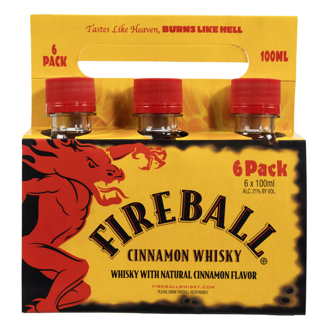 Fireball Cinnamon Whisky 6 Pack 100ml 42 Proof