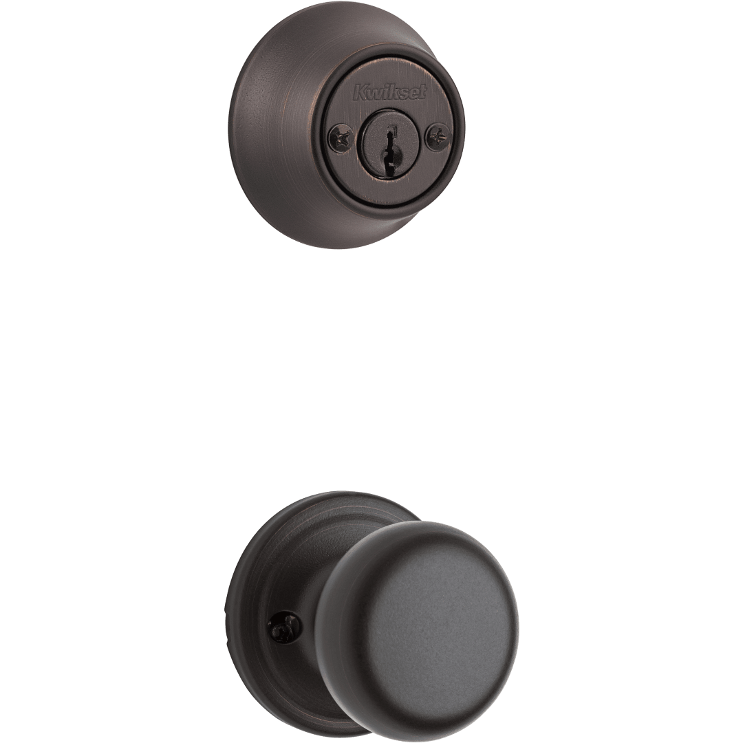 605 Double Cylinder Interior Pack w/Hancock Knob for Kwikset Series Handlesets in Venetian Bronze