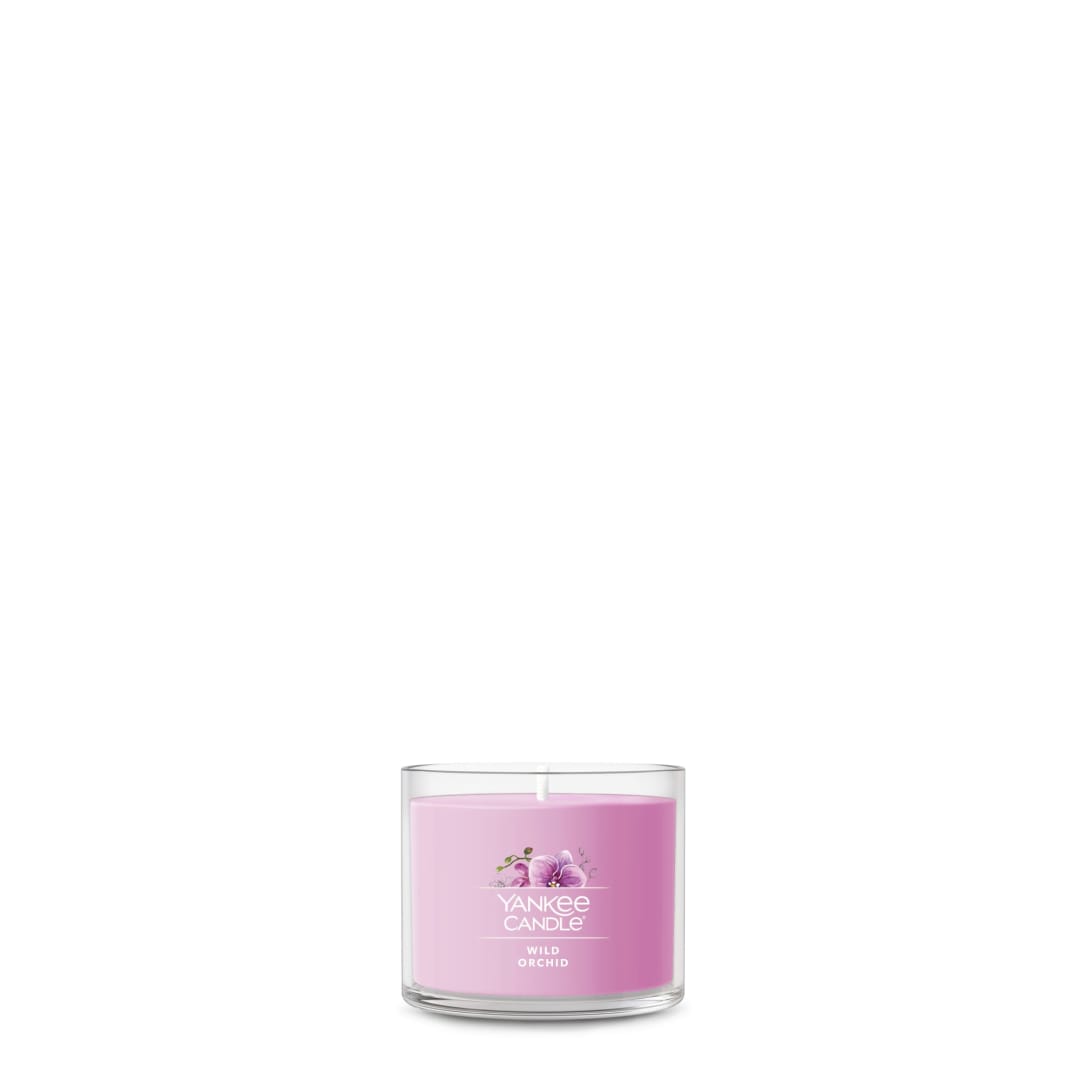 Yankee Candle Signature Votive Mini Candle Jar, Wild Orchid Scent, Premium Plant Wax Blend Candle with Natural Fiber Wick, 1.3 OZ Glass Jar (Pack of 6)