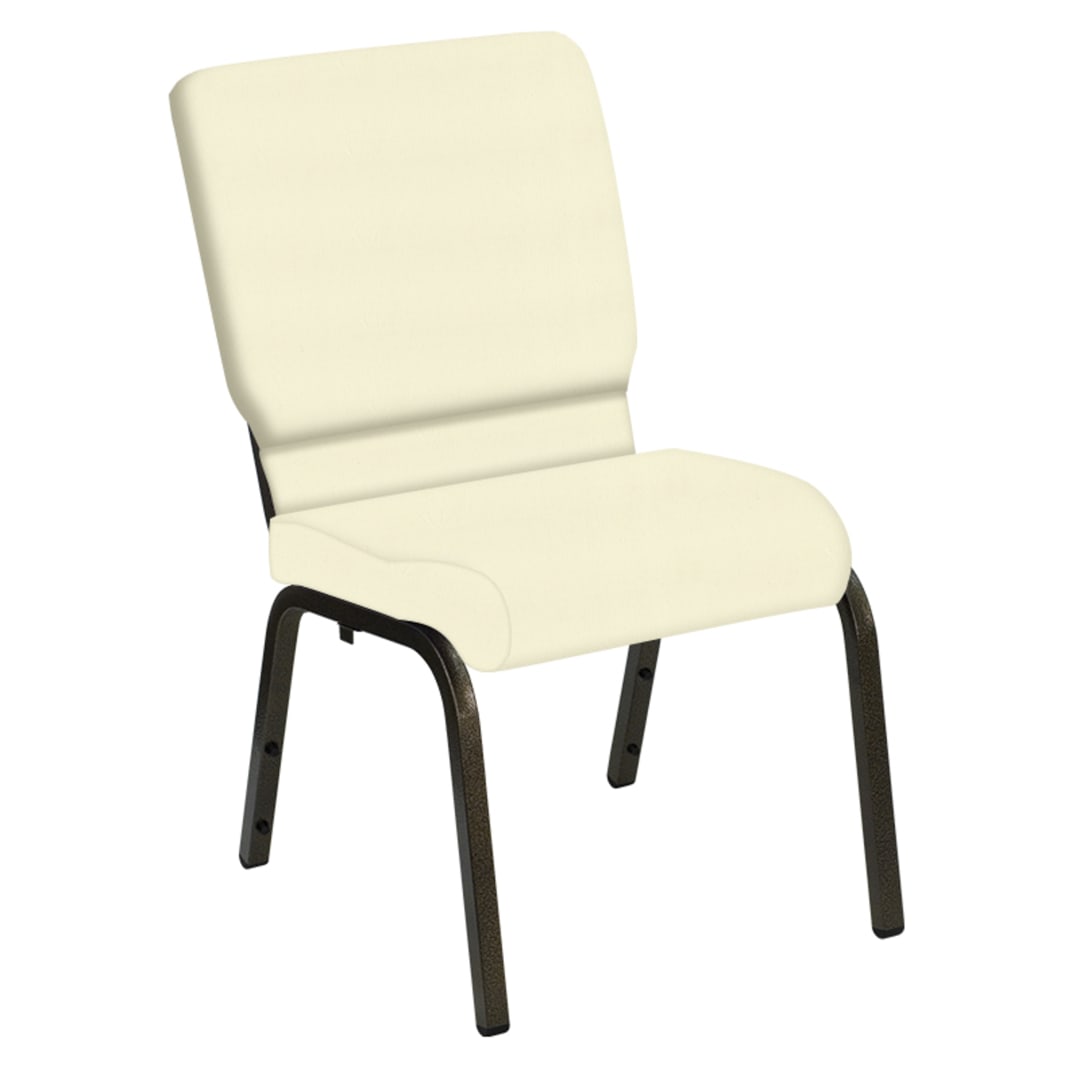 HERCULES Series 18.5''W Church Chair in E-Z Sierra Off White Vinyl - Gold Vein Frame