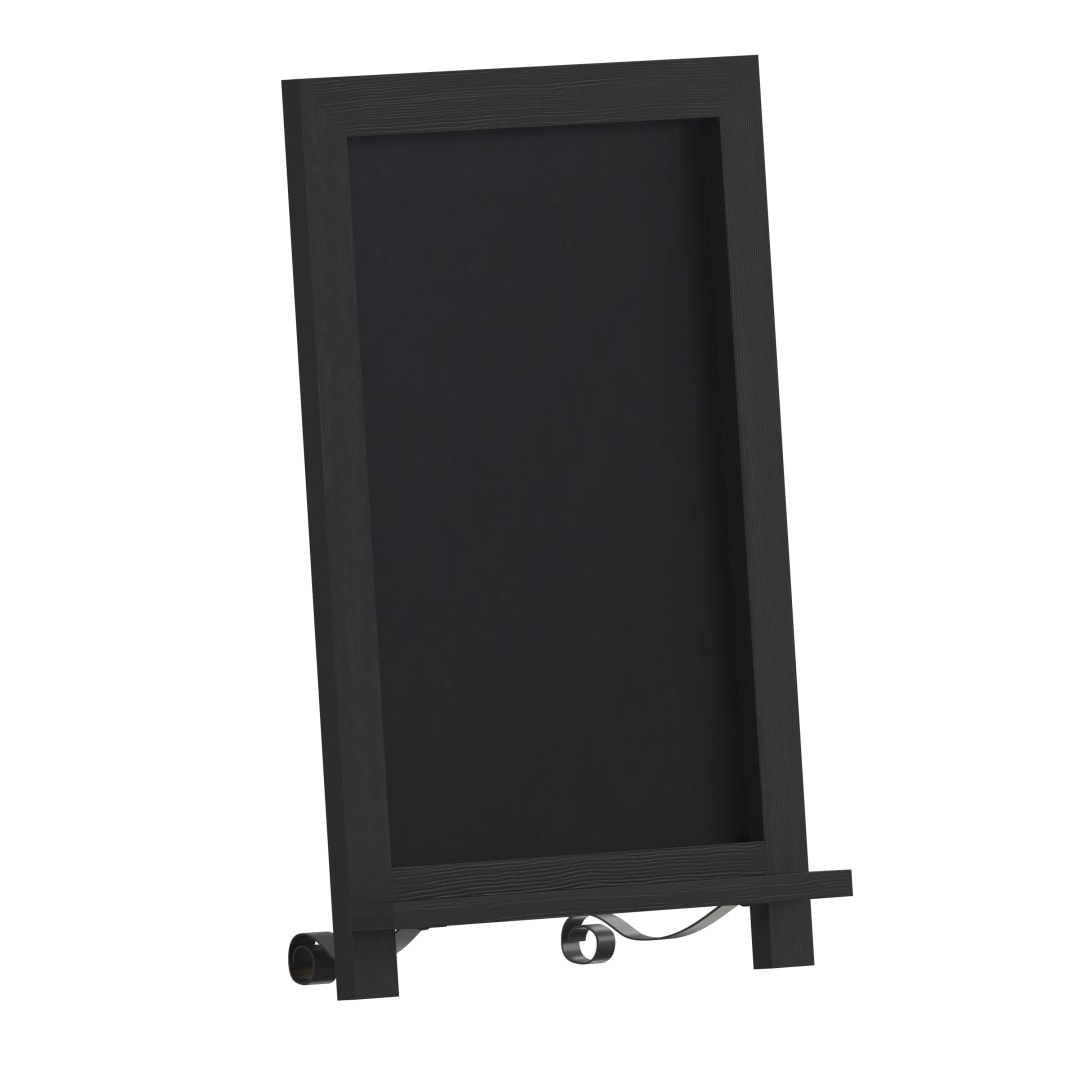 Canterbury 12" x 17" Black Tabletop Magnetic Chalkboard Sign with Metal Scrolled Legs, Hanging Wall Chalkboard, Countertop Memo Board