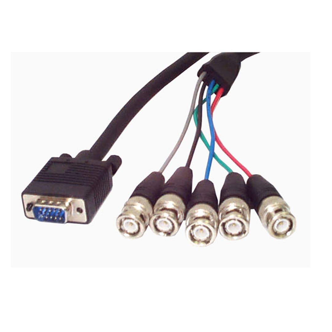 6 ft Coax HD15 VGA to 5 BNC Monitor Cable M M