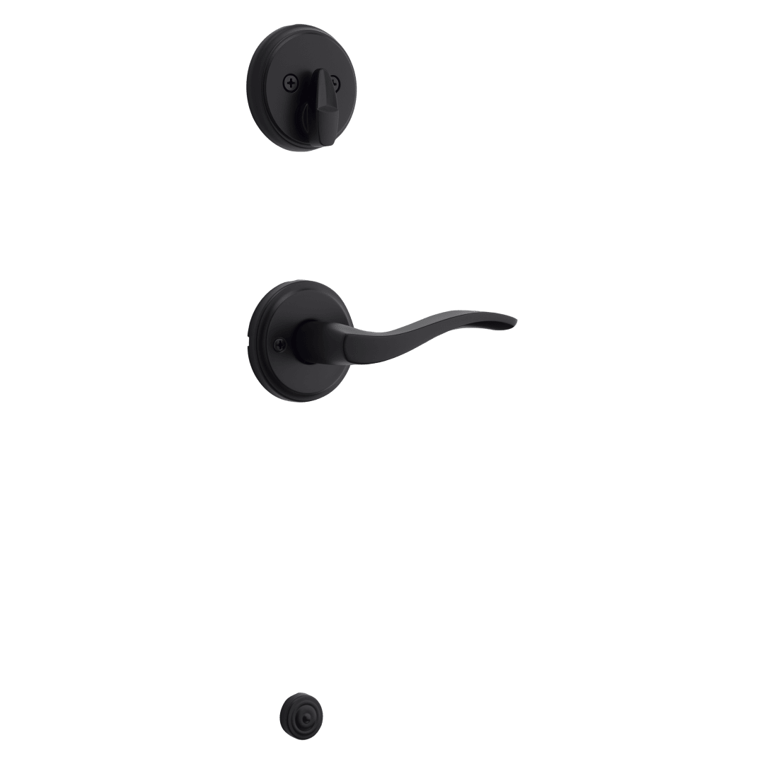 Prescott Single Cylinder Handleset w/ Sedona Lever in Matte Black