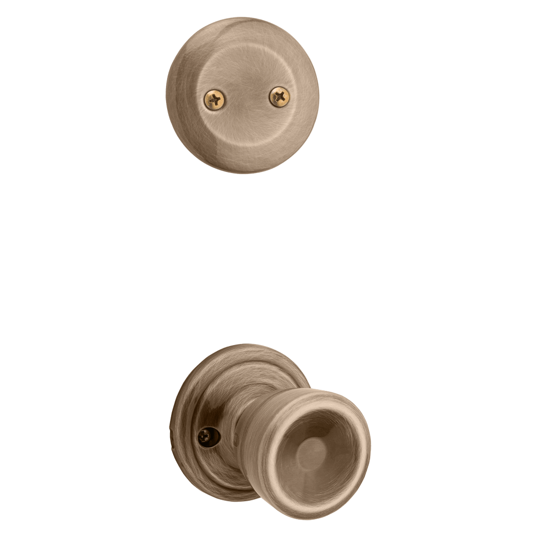 606 Dummy Interior Pack w/Abbey Knob for Kwikset Series Handlesets in Antique Brass