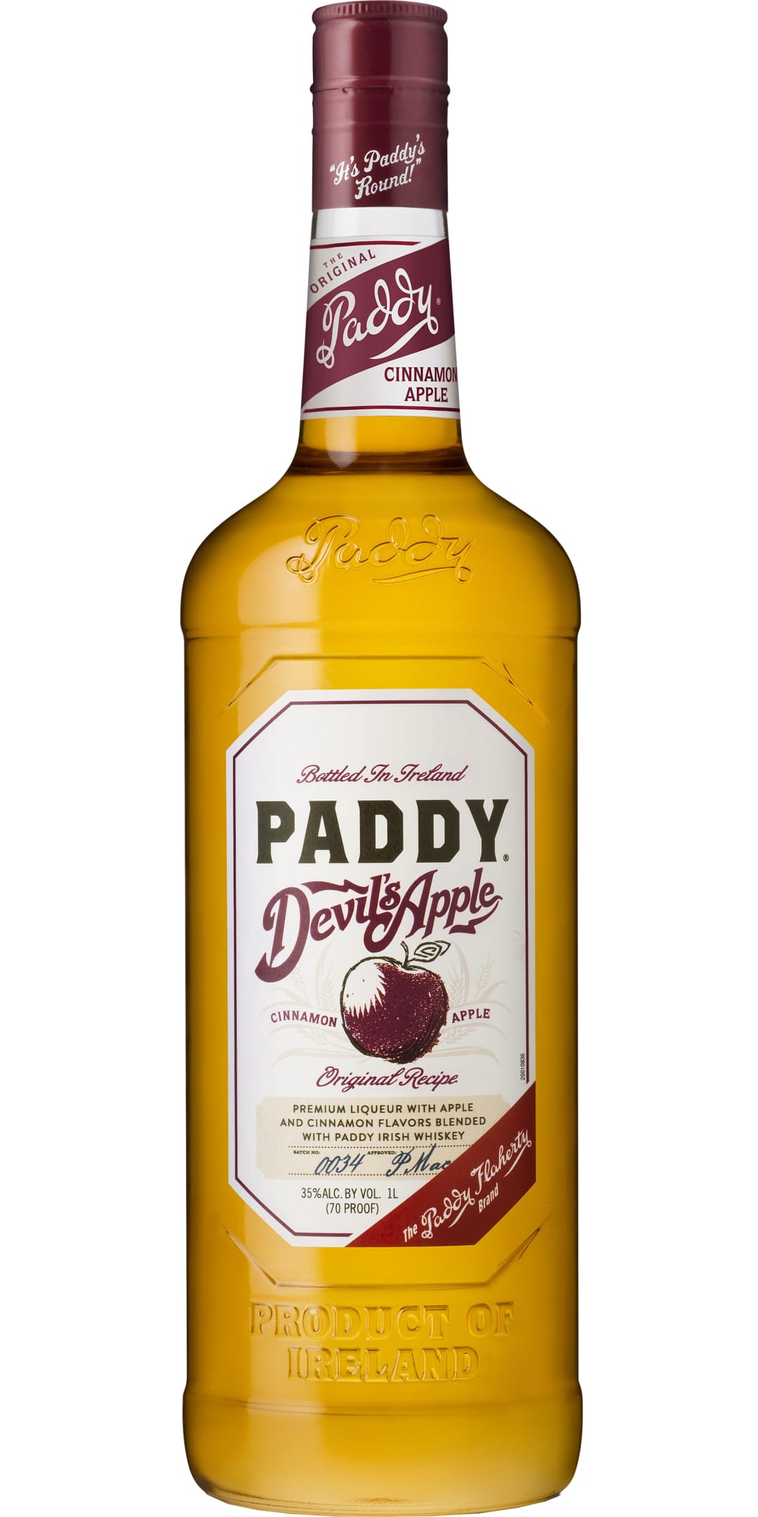 Paddy Devil Cinnamon Apple Irish Whiskey Liqueur 1l 70 Proof