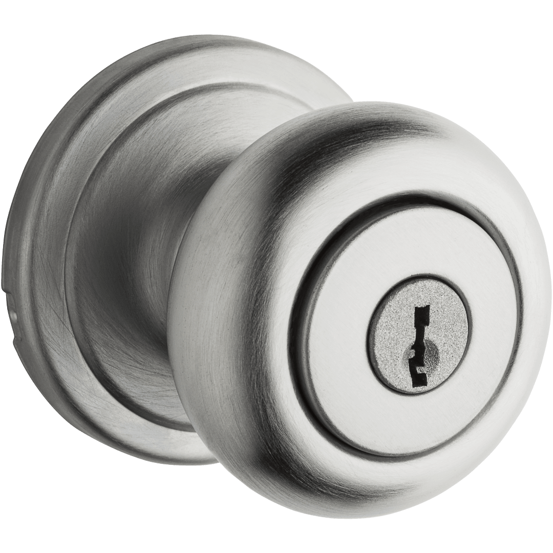 Juno Keyed Entry Knob featuring SmartKey Security™ in Satin Chrome
