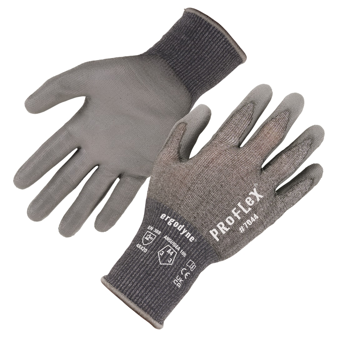 7044 1-pair 2XL Gray ANSI/ISEA 105-2016 A4 CR Gloves - PU - 18g