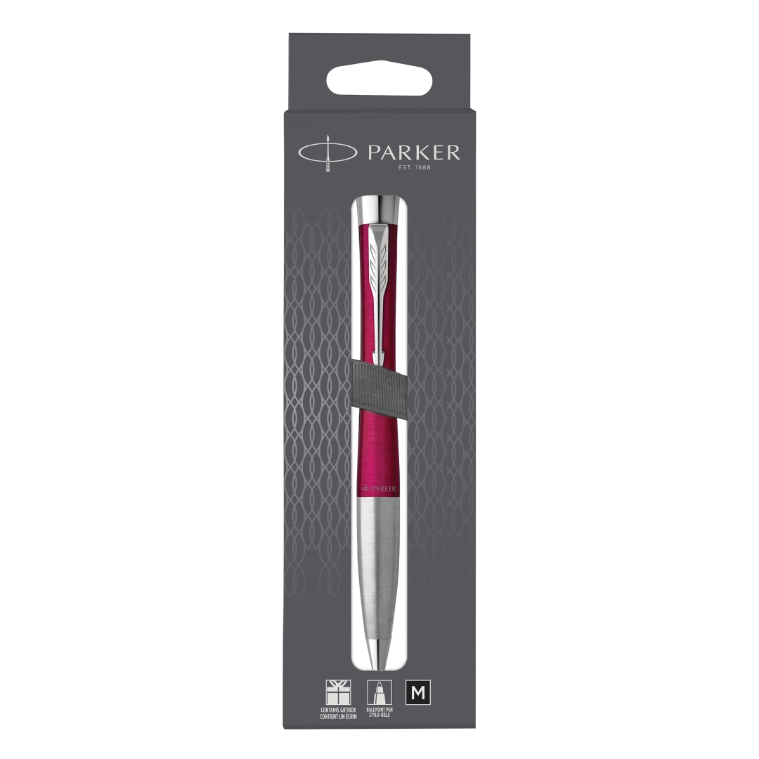 Parker Urban Twist Bolígrafo | Magenta Vivo con Detalles Cromados |  Punta Mediana con Tinta Negra