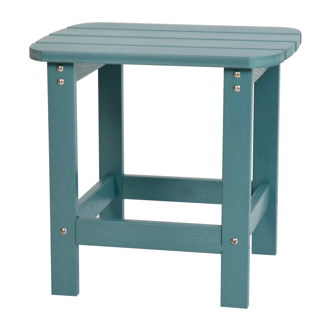 Charlestown All-Weather Poly Resin Wood Commercial Grade Adirondack Side Table in Teal