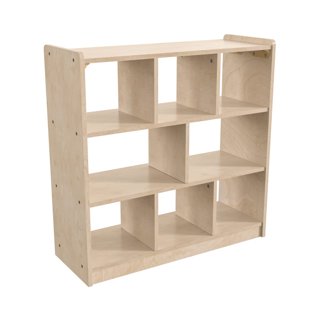 Bright Beginnings Commercial Grade 8 Section Modular Wooden Classroom Open Storage Unit, Safe, Kid Friendly Design, Natural