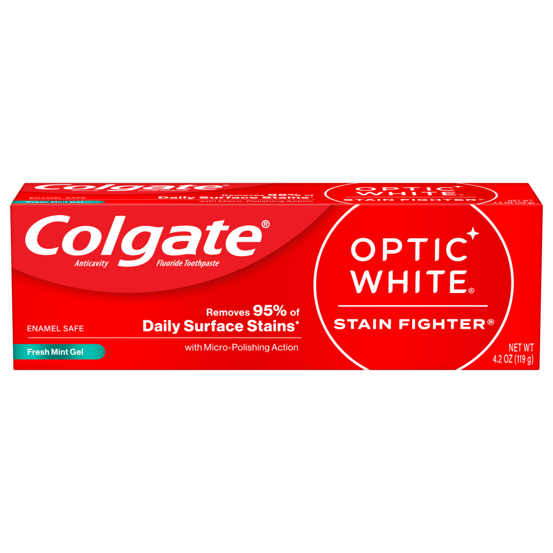 Colgate Optic White Stain Fighter Teeth Whitening Toothpaste, Fresh Mint