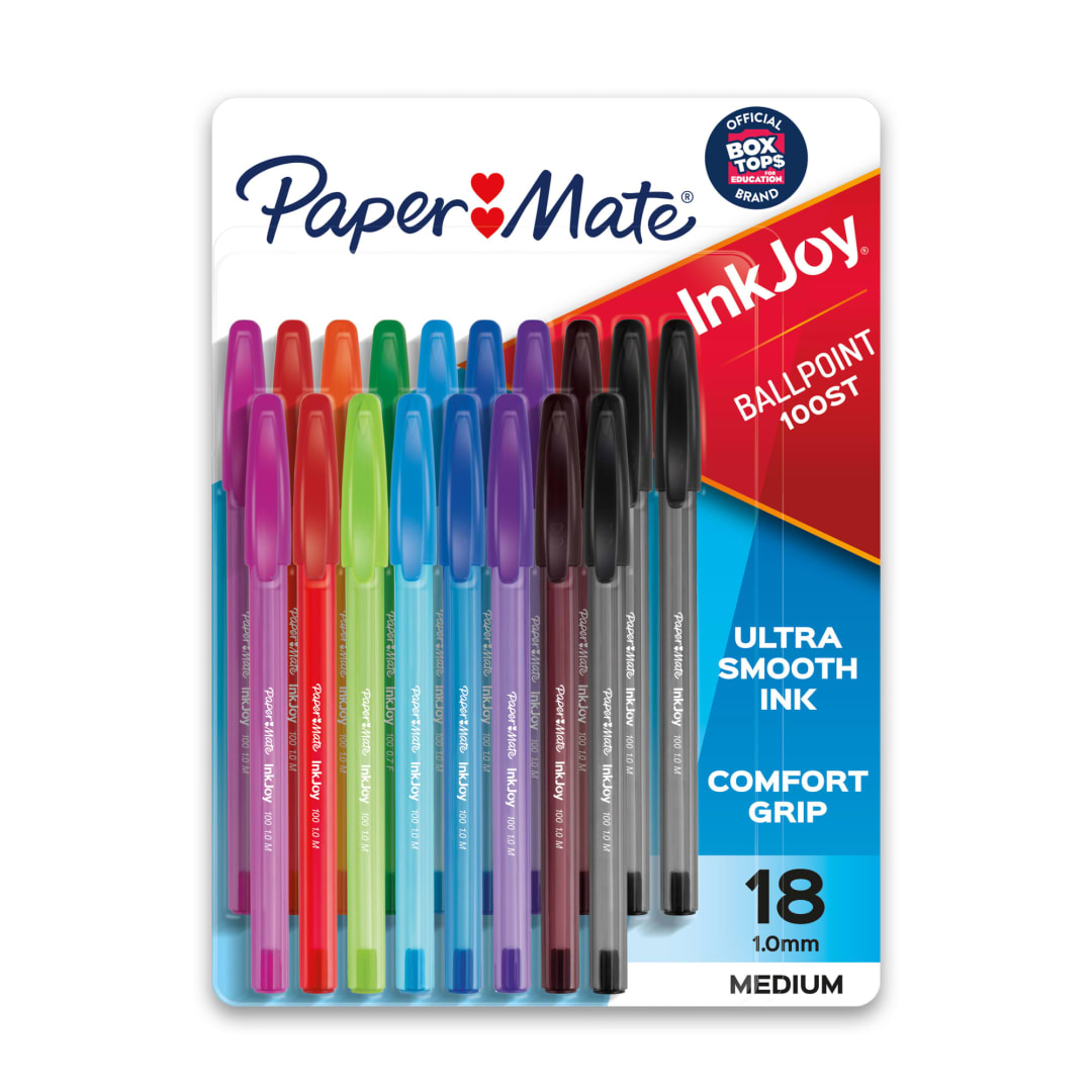 Paper Mate® InkJoy® 100ST Ballpoint Pens, Medium Point (1.0mm), Assorted, 18 Count