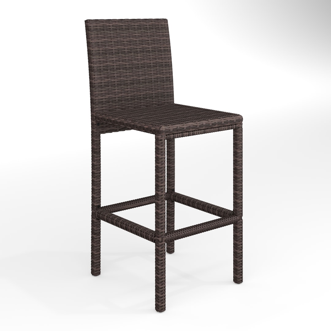 Bedford Set of 2 Indoor-Outdoor Patio Bar Stools in Brown Rattan Wicker