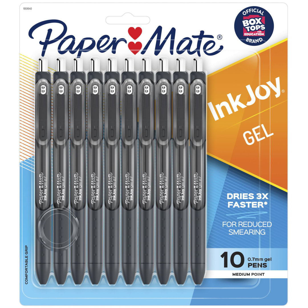 Paper Mate® InkJoy® Pens, Gel Pens, Medium Point (0.7 mm), Black, 10 Count