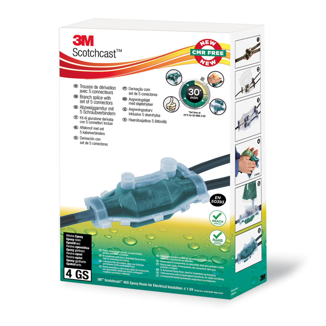3M™ Scotchcast™ 92-NBB 2 GS Gießharz-Abzweiggarnitur, Y-Form, 0,6/1 kV, 4x 4 - 35, 5x 2,5 - 25 / 4x 4 - 25, 5x 2,5 - 25 mm²