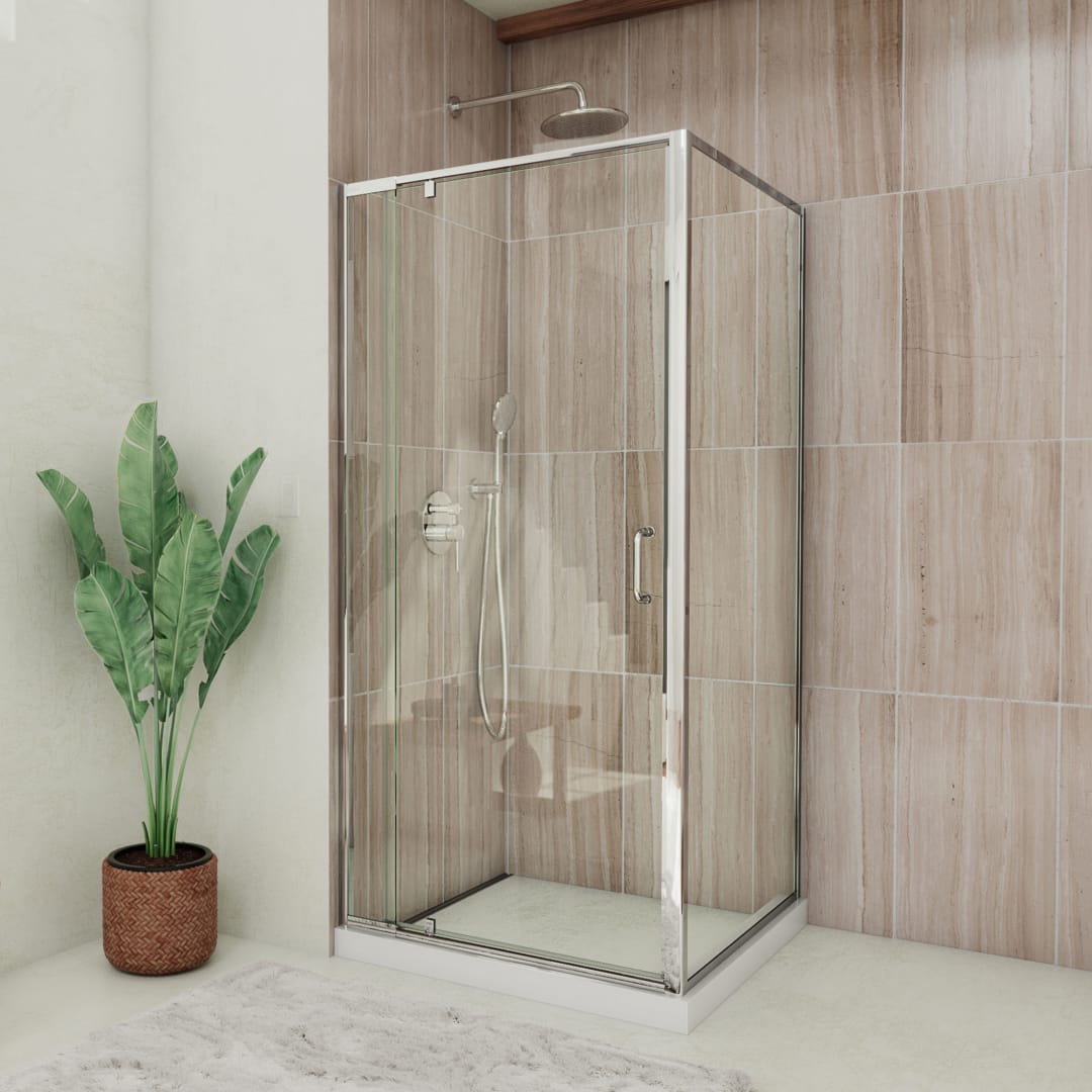 DreamLine Flex 30 1/2 inch D x 28 7/16 - 32 7/16 inch W x 72 inch H Semi-Frameless Pivot Shower Enclosure in Chrome