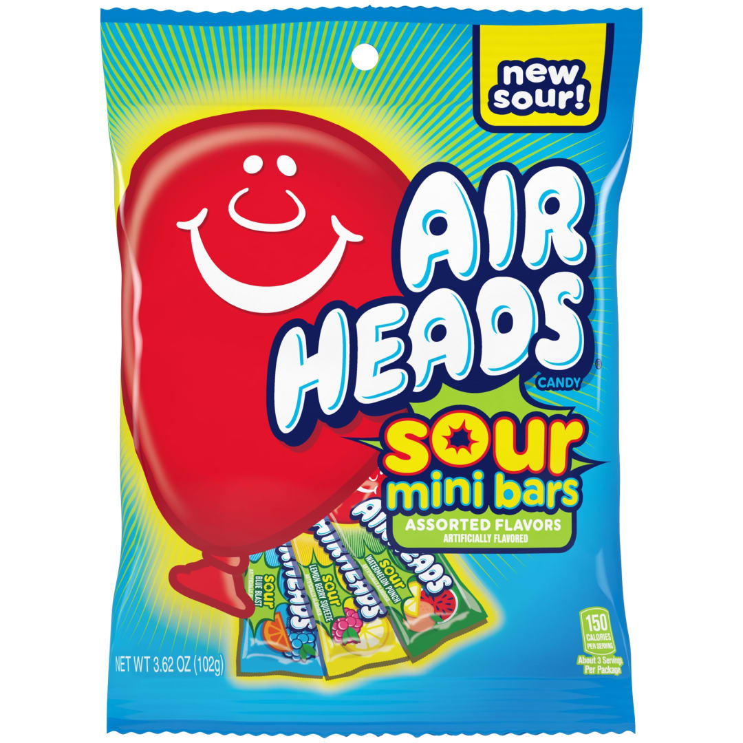 Airheads Sour Mini Bars Assorted Flavors 3.62 oz Peg Bag