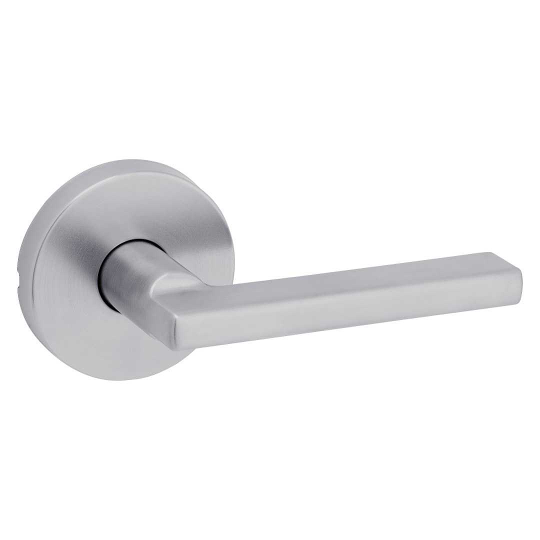 Halifax Hall/Closet UL Door Lever with Round Rose in Satin Chrome