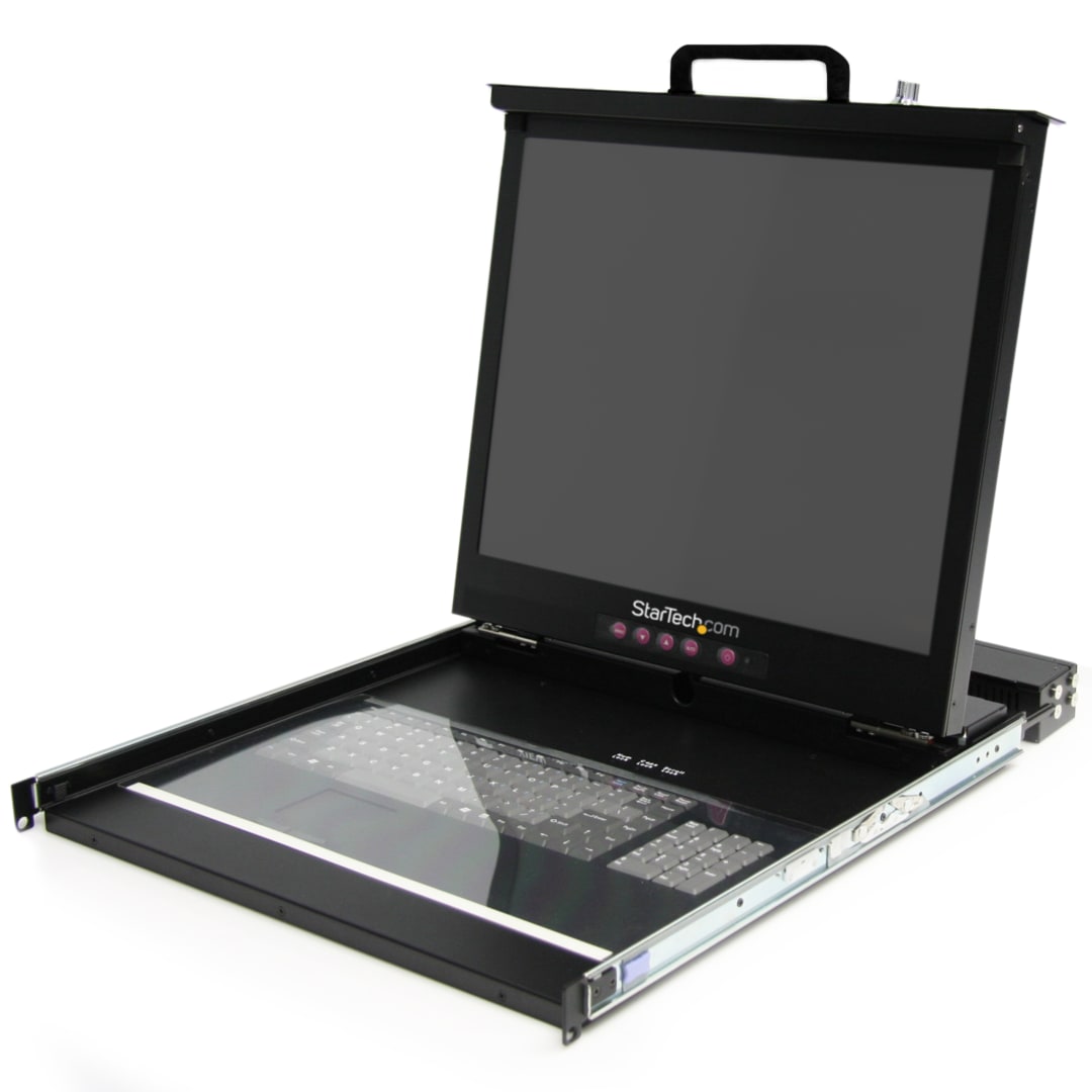 19 Inch Folding LCD Rack Console with 16 port KVM
