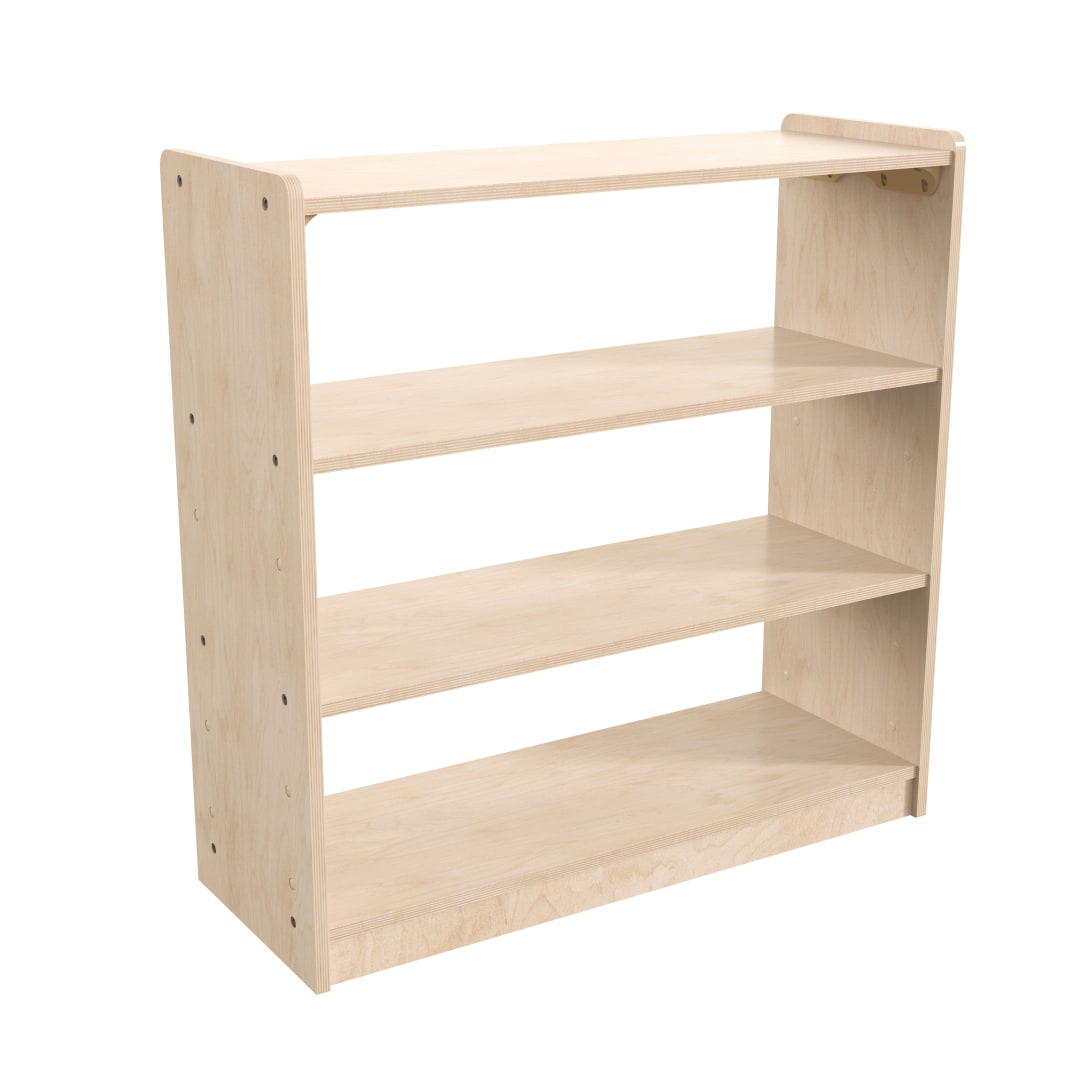 Bright Beginnings Commercial Grade 3 Shelf Wooden Classroom Open Storage Unit, Safe, Kid Friendly Design, Natural
