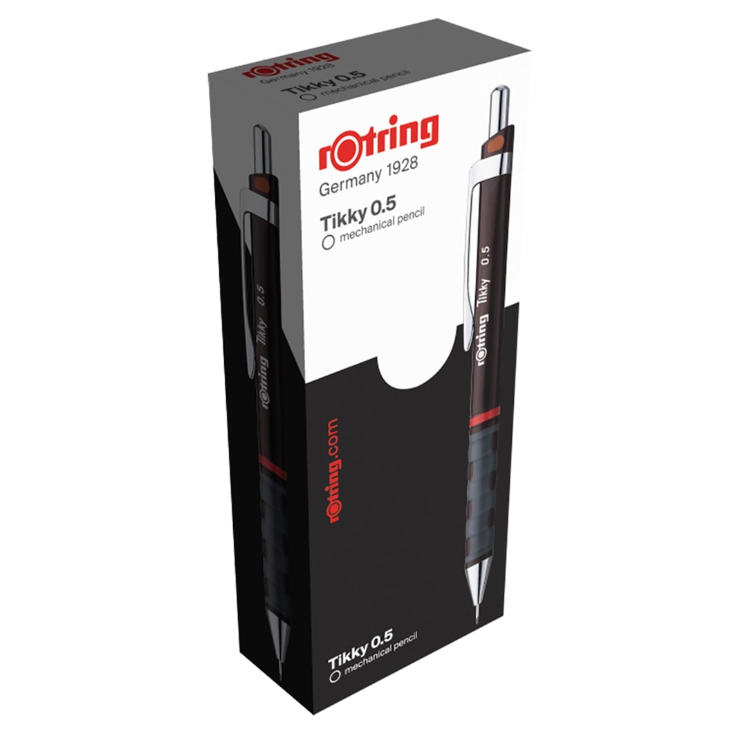 rOtring Tikky Colour-Coded Mechanical Pencils | 0.5 mm | Burgundy Barrel | Box of 12