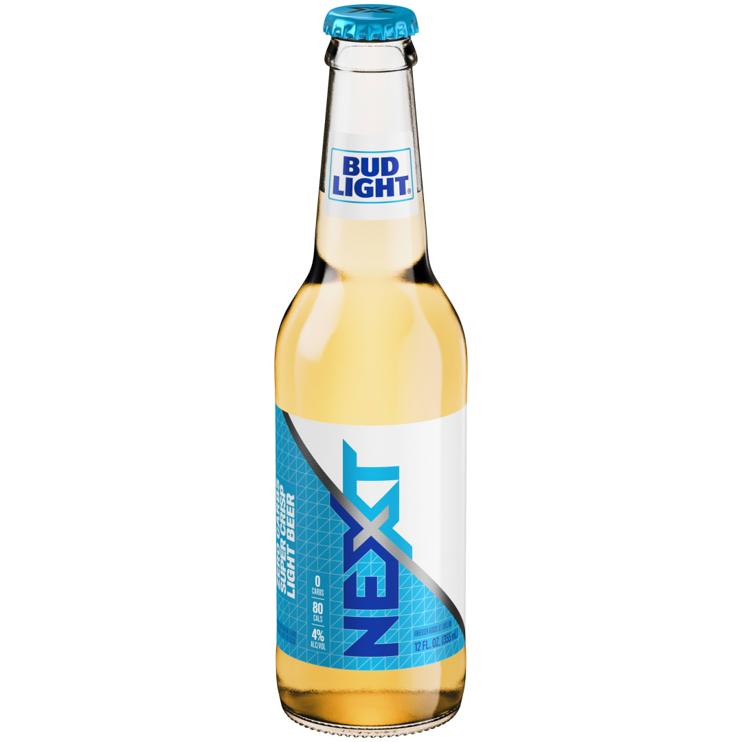 Bud Light Next 12 oz Glass Bottle Back LABEL MS 4ABV APL Rewind 7