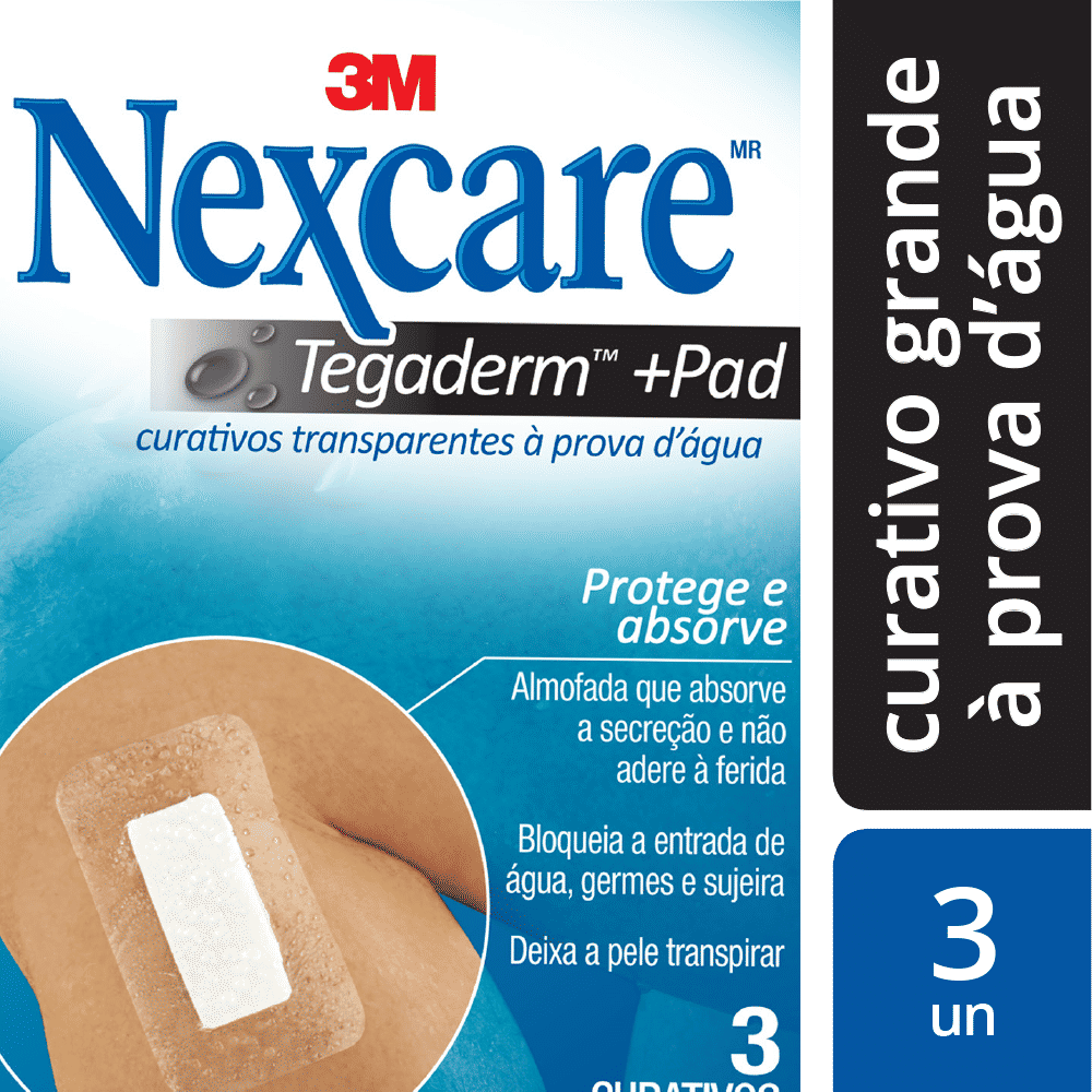 Curativos Tegaderm Nexcare™ com Pad, 3 Unidades