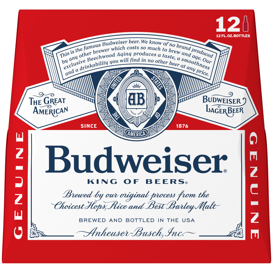 Budweiser American Lager Beer 12 Pack, 12 fl oz Bottles