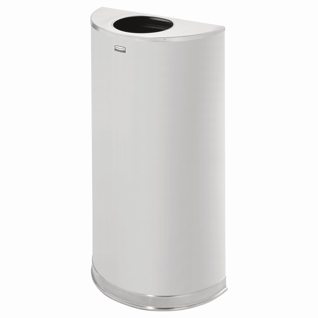 Rubbermaid Commercial Products Half Round Open Top 12 Gal Non Perforated Trash Can, Stainless Steel