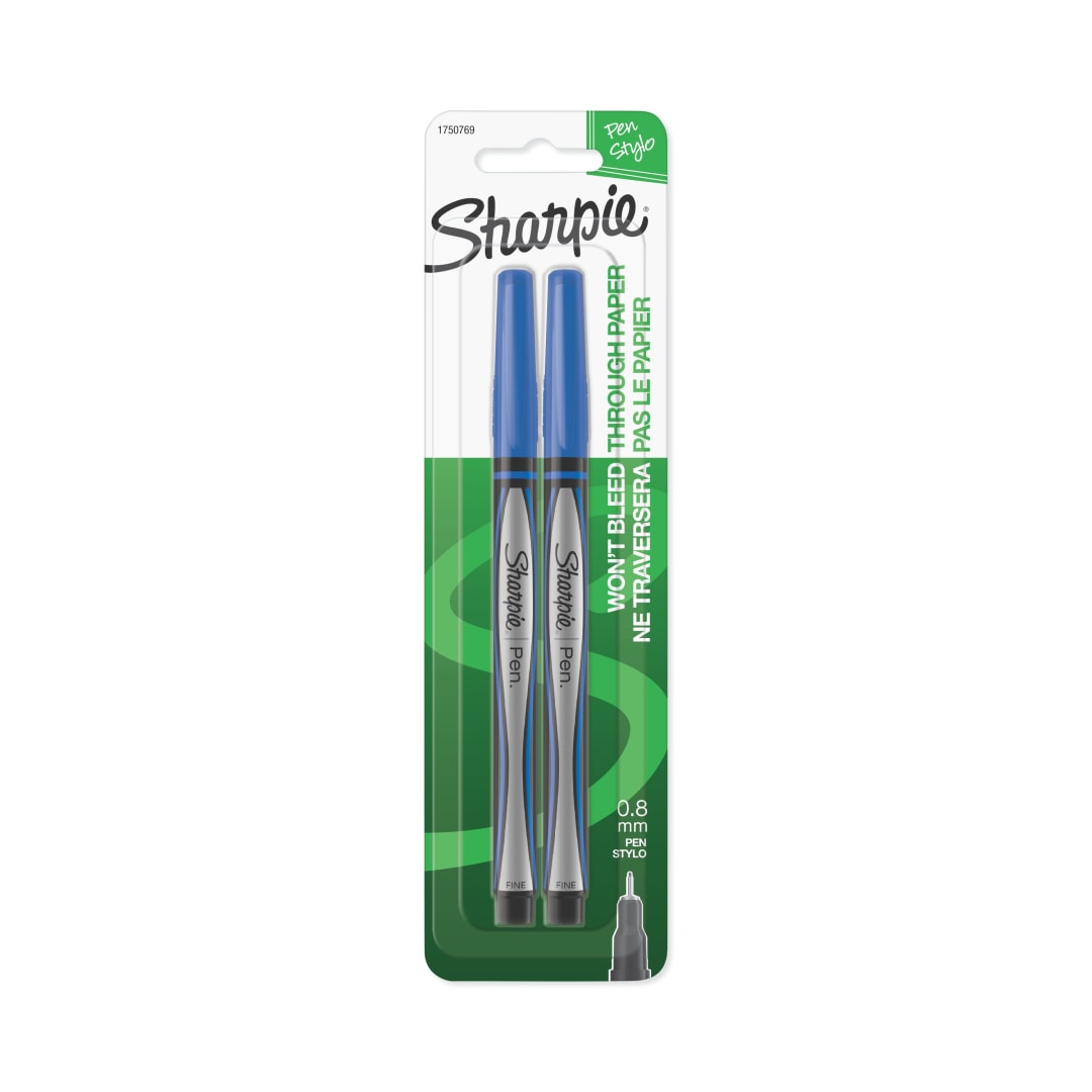 Sharpie® Pens, Fine Point (0.8mm), Blue, 2 Count