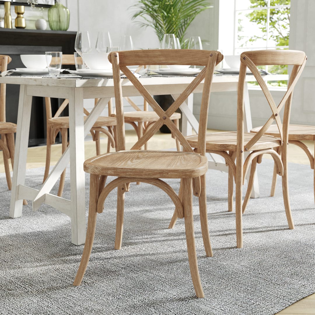 Advantage Hand Stained Natural Finish with White Woodgrain Accents X-Back Chair