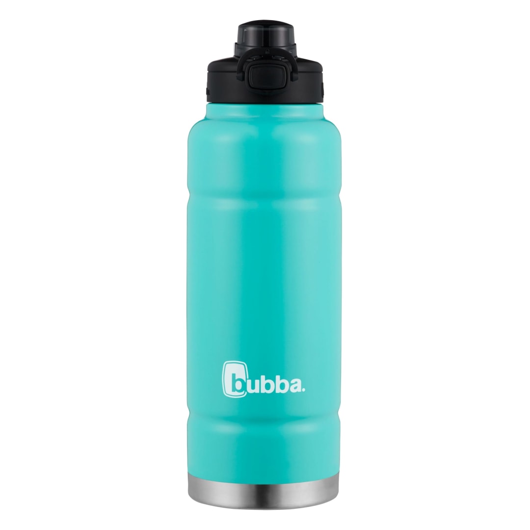 bubba® Trailblazer Vacuum-Insulated Stainless Steel Water Bottle with Push Button Lid, Rubberized Island Teal, 40 oz