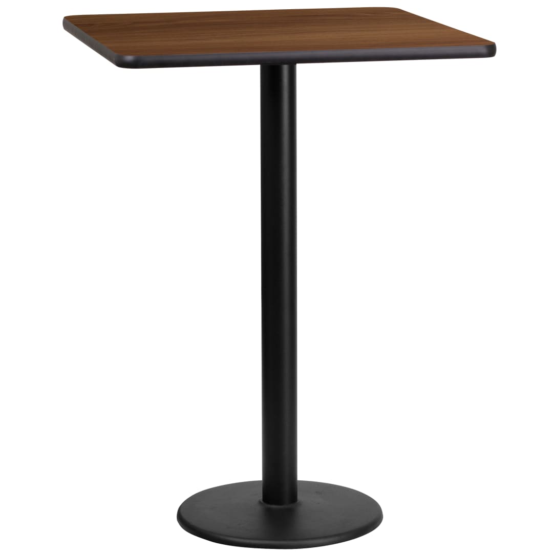 Stiles 24'' Square Walnut Laminate Table Top with 18'' Round Bar Height Table Base