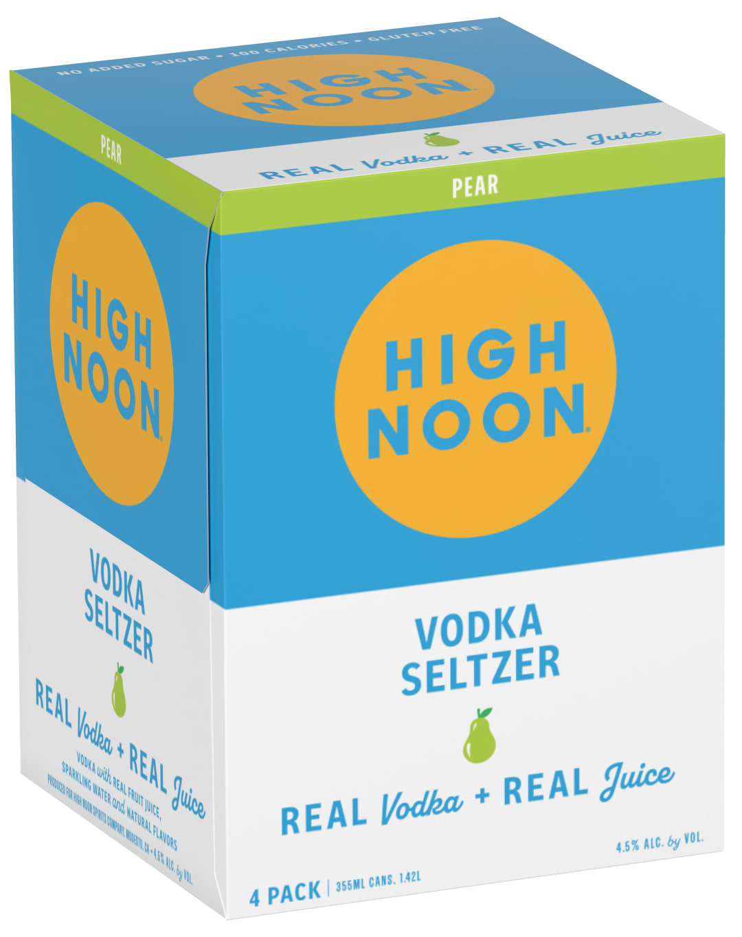 High Noon Pear Vodka Hard Seltzer 355ml Can 4 Pack