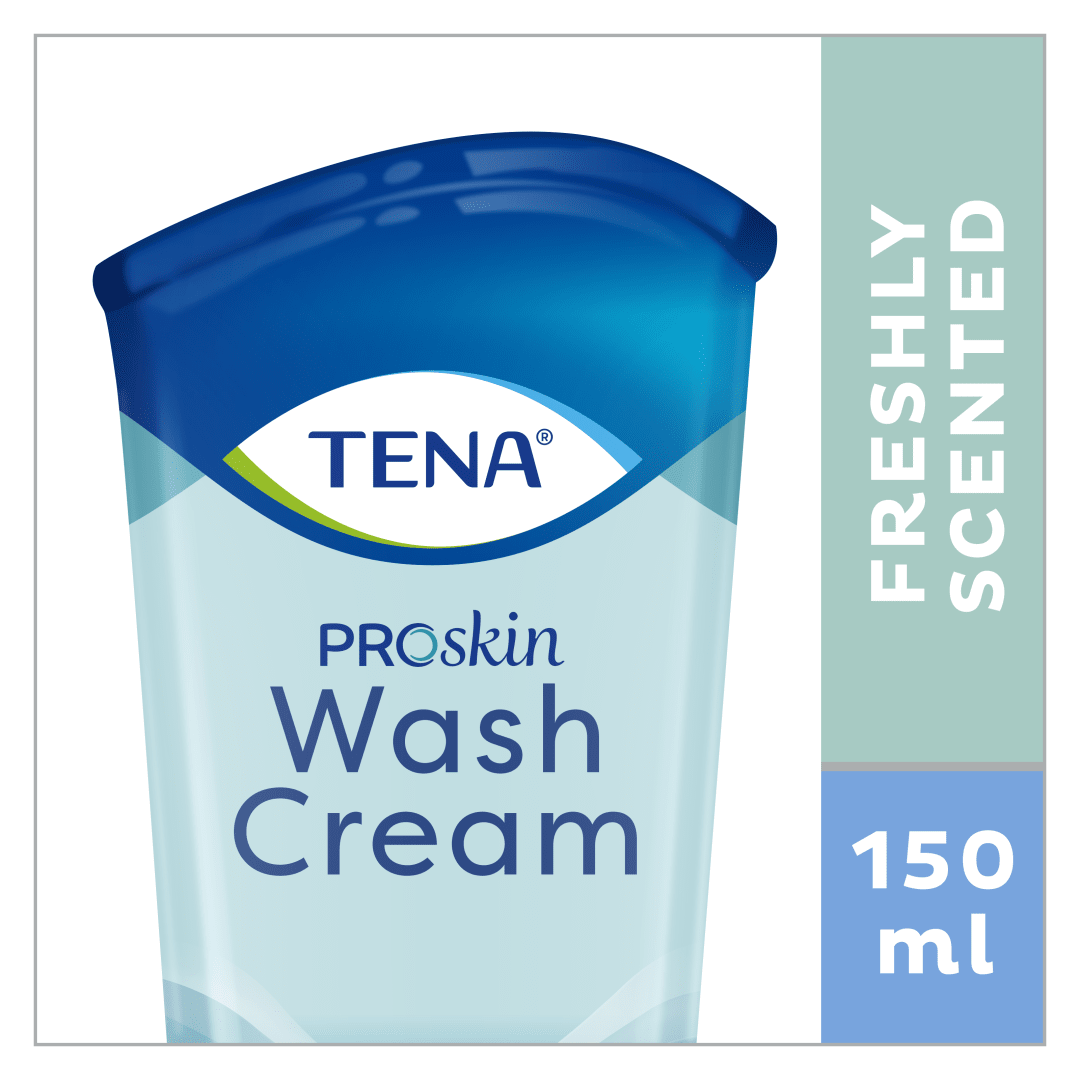 TENA ProSkin Wash Cream – No-Rinse Cleansing Cream for Fragile Skin with Moisturising and Odour Control, Dermatologically Tested - 150 mL Bottle
