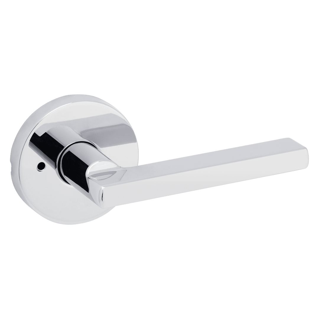 Halifax Bed/Bath Door Lever in Polished Chrome with Rectangle Rosette