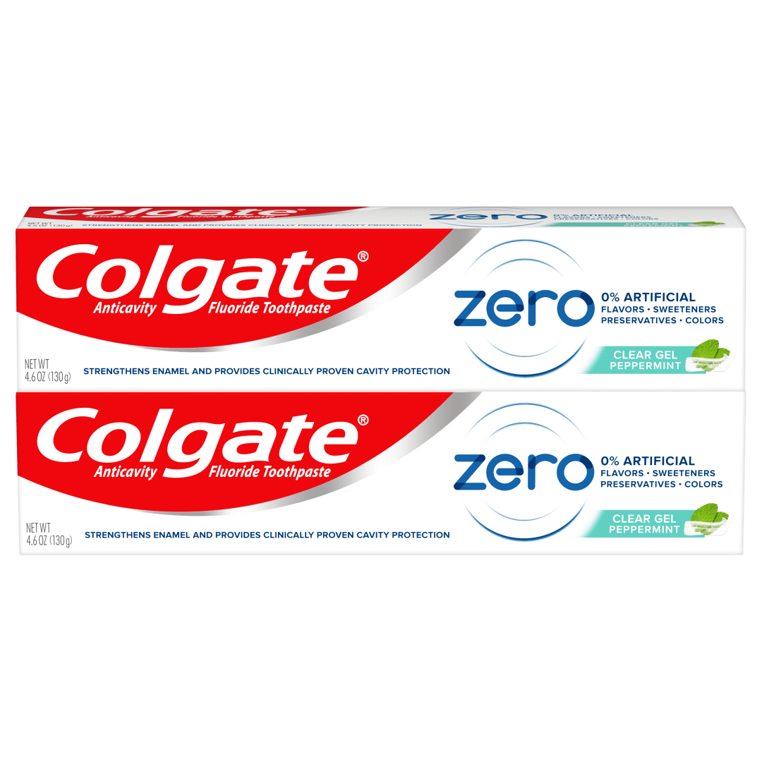 Colgate Zero Vegan Toothpaste, Natural Flavor with Fluoride, Peppermint Gel - 4.6 ounce (2 Pack)