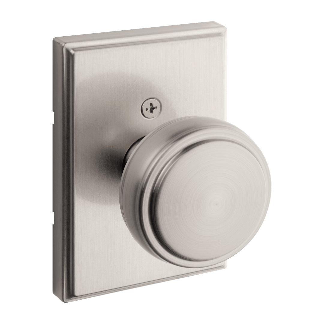 Sora Half Dummy Knob w/ Rectangular Rose in Satin Nickel