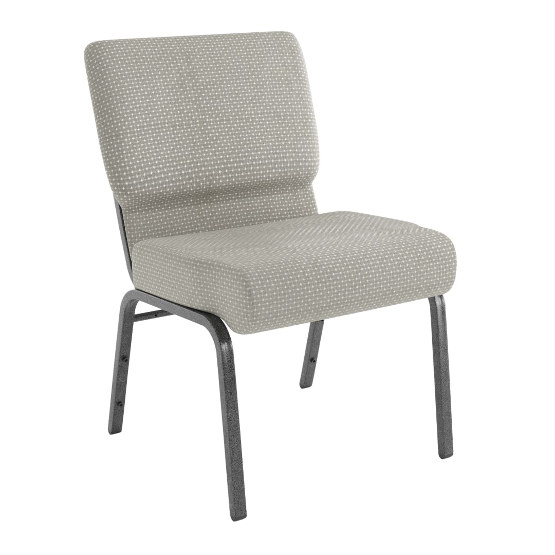 HERCULES Series 21''W Church Chair in Gray Dot Fabric - Silver Vein Frame