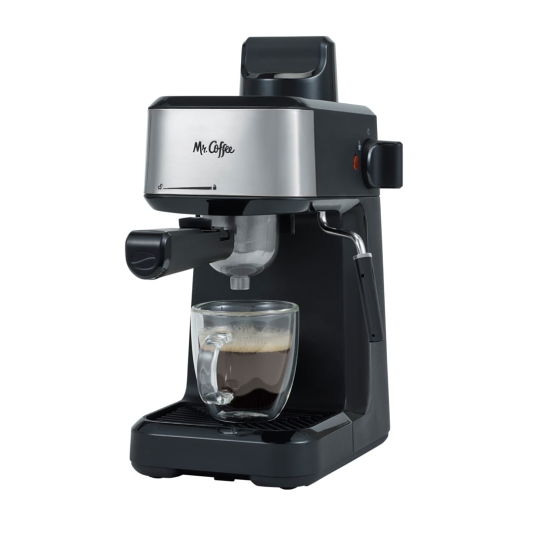Mr. Coffee® 4-Shot Steam Espresso, Cappuccino, and Latte Maker with Stainless Steel Frothing Pitcher
